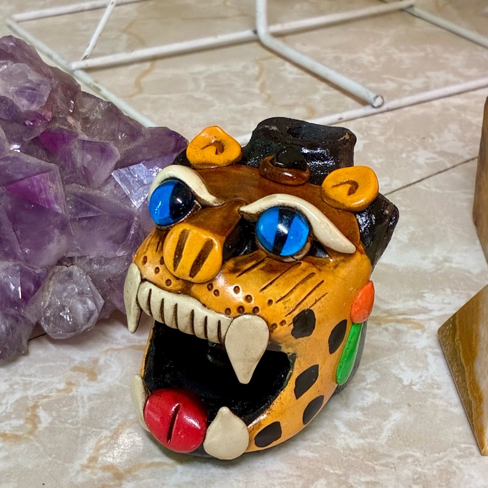Aztec Jaguar Warrior Whistle - Teotihuacan Decorated